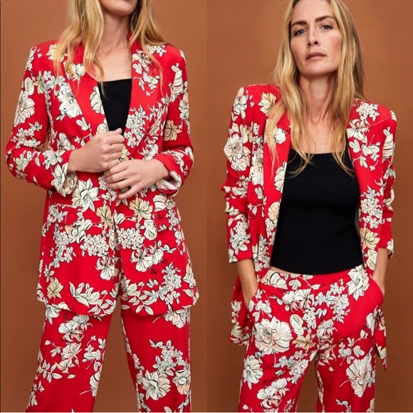 Zara | Red Floral Blogger Favorite Blazer NWOT! - Picture 3 of 10